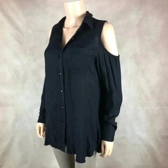 Urban Outfitters Cold-Shoulder Button Front Top MEDIUM - Picture 2 of 6